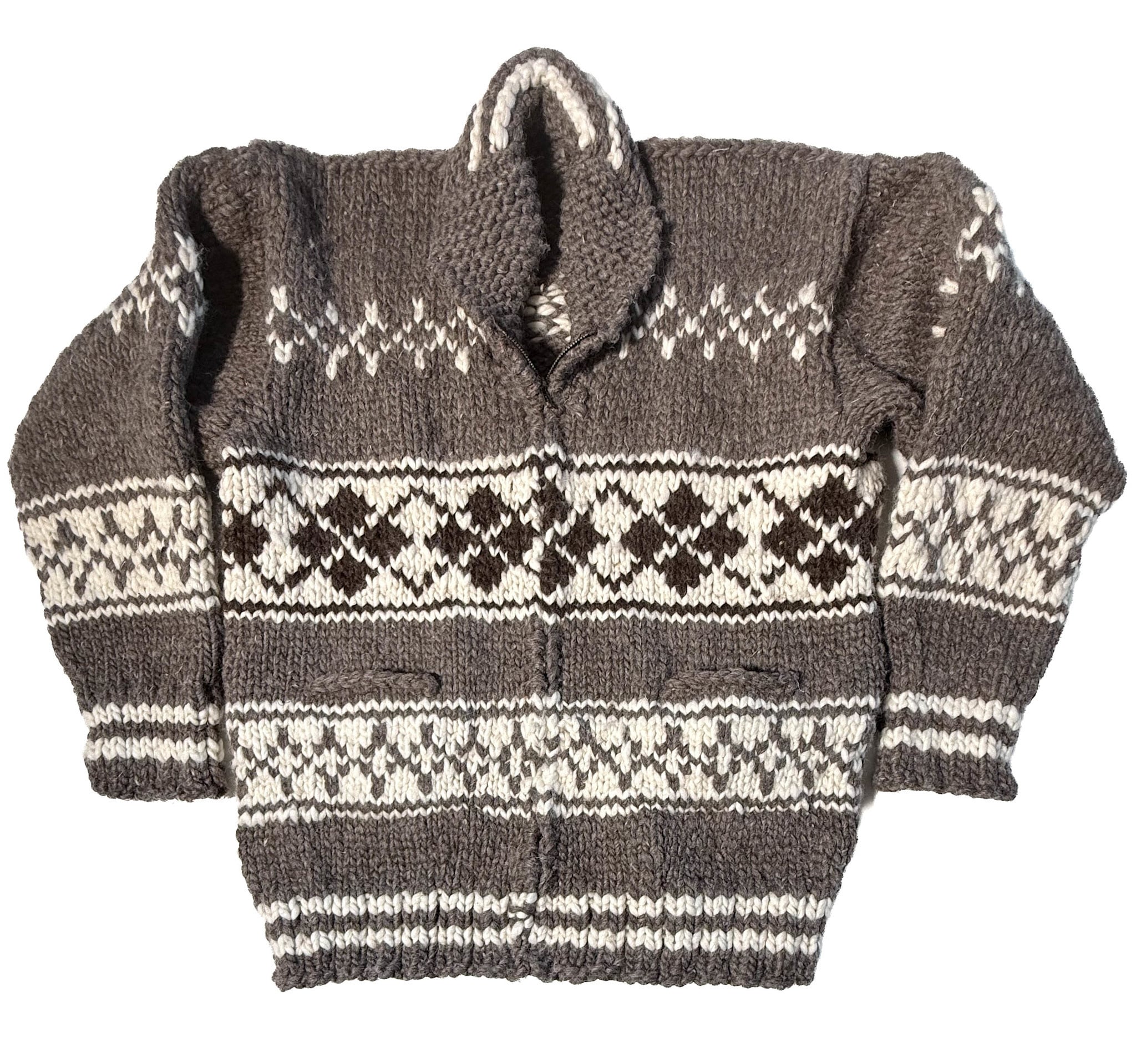 Large Geometric Cowichan Sweater