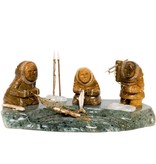 Soapstone Three Inuit Fishermen