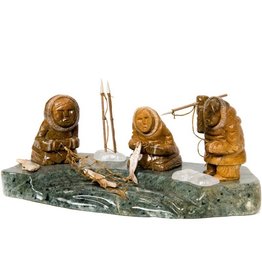 Soapstone Three Inuit Fishermen