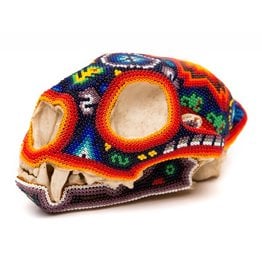 Beaded Ceramic Puma Skull