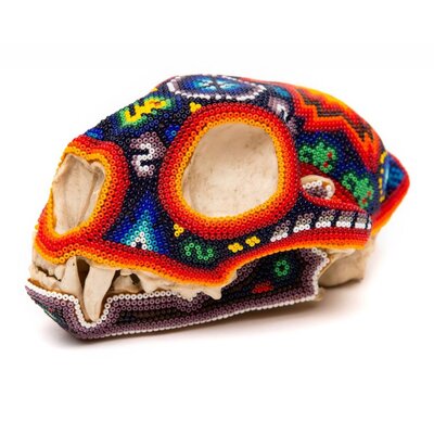 Beaded Ceramic Puma Skull