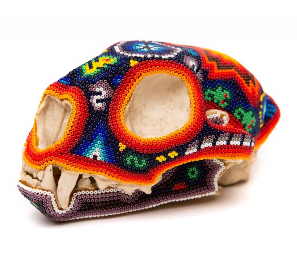 Beaded Ceramic Puma Skull
