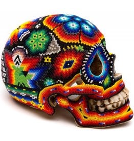 Beaded Ceramic Human Skulls (Huichol).