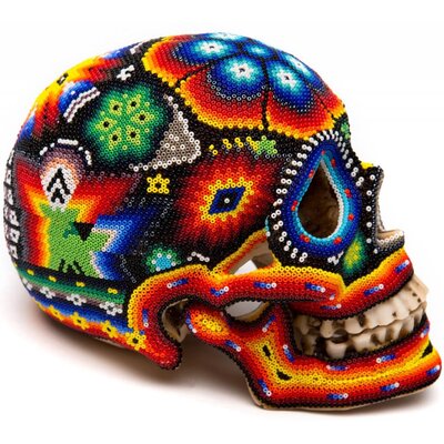 Beaded Ceramic Human Skulls (Huichol).