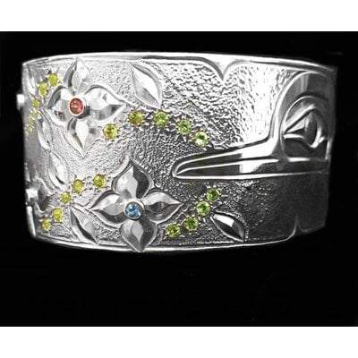 Silver Hummingbird Bracelet with Stones