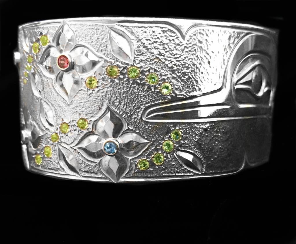 Silver Hummingbird Bracelet with Stones