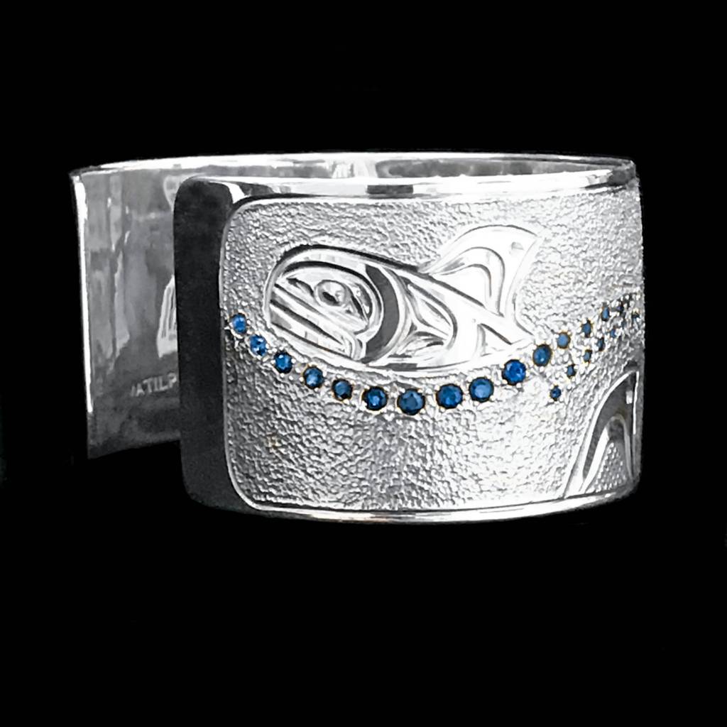 Silver & Sapphire Orca Pod Bracelet