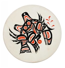 SOLD  Hand Drum with Owl / Killer Whale Design