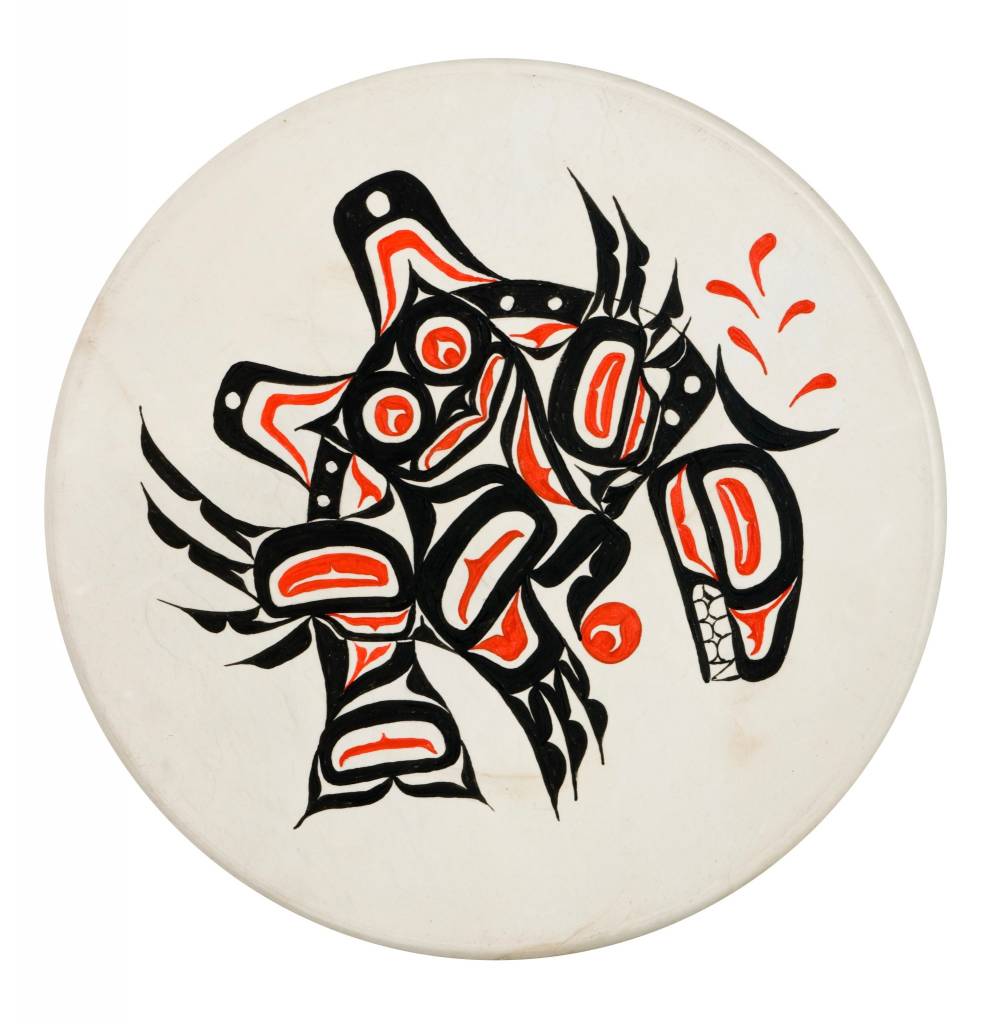 Hand Drum with Owl / Killer Whale Design