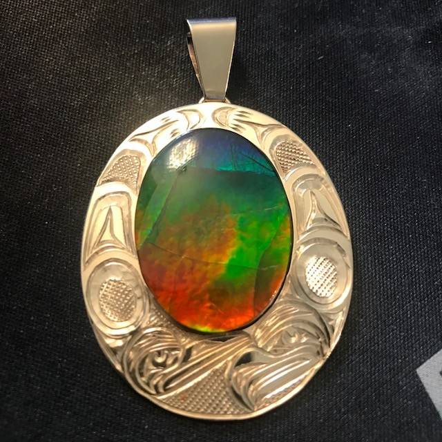 SOLD  Gold and Ammolite Pendant