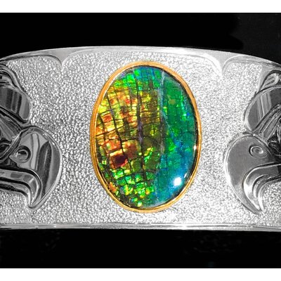 Silver and Ammolite Eagle Bracelet