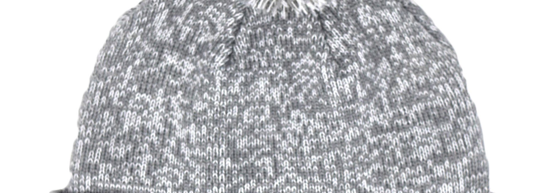Gray Pom Pom Beanie with Leather BC tag