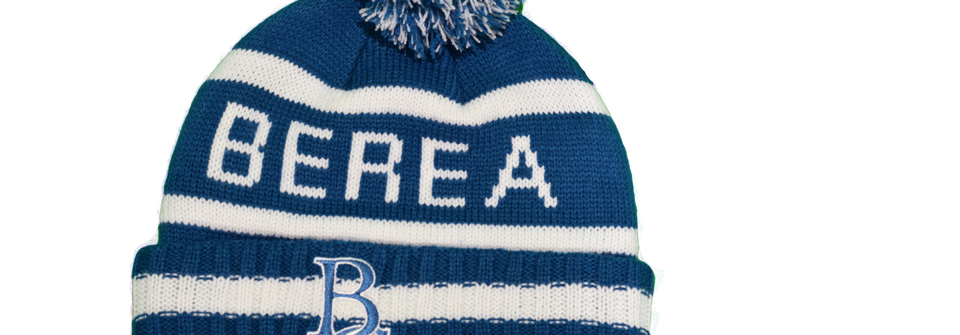 Blue & White BC Pom Pom Beanie