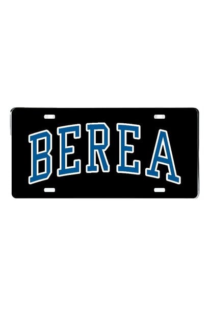 License Plate, Berea Arched Black Royal White