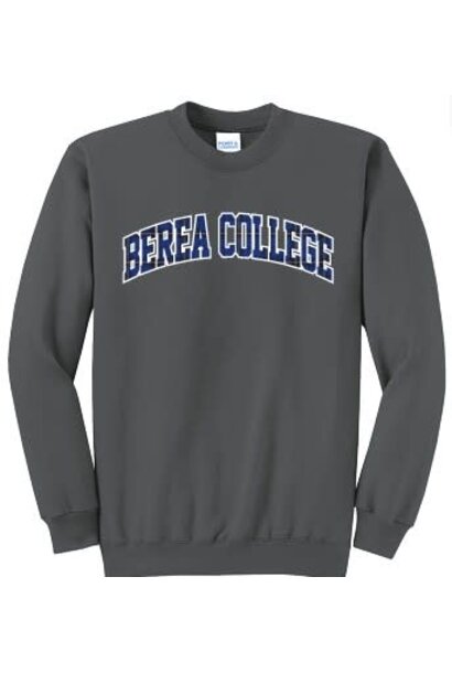 Crewneck Sweatshirt, Core Fleece, Royal Plaid White Thread
