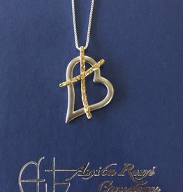 AG1002 Cross my Heart Large Necklace(G/S)-24" Box Chain