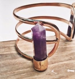 Rose Gold Cuff With Amethyst Stone
