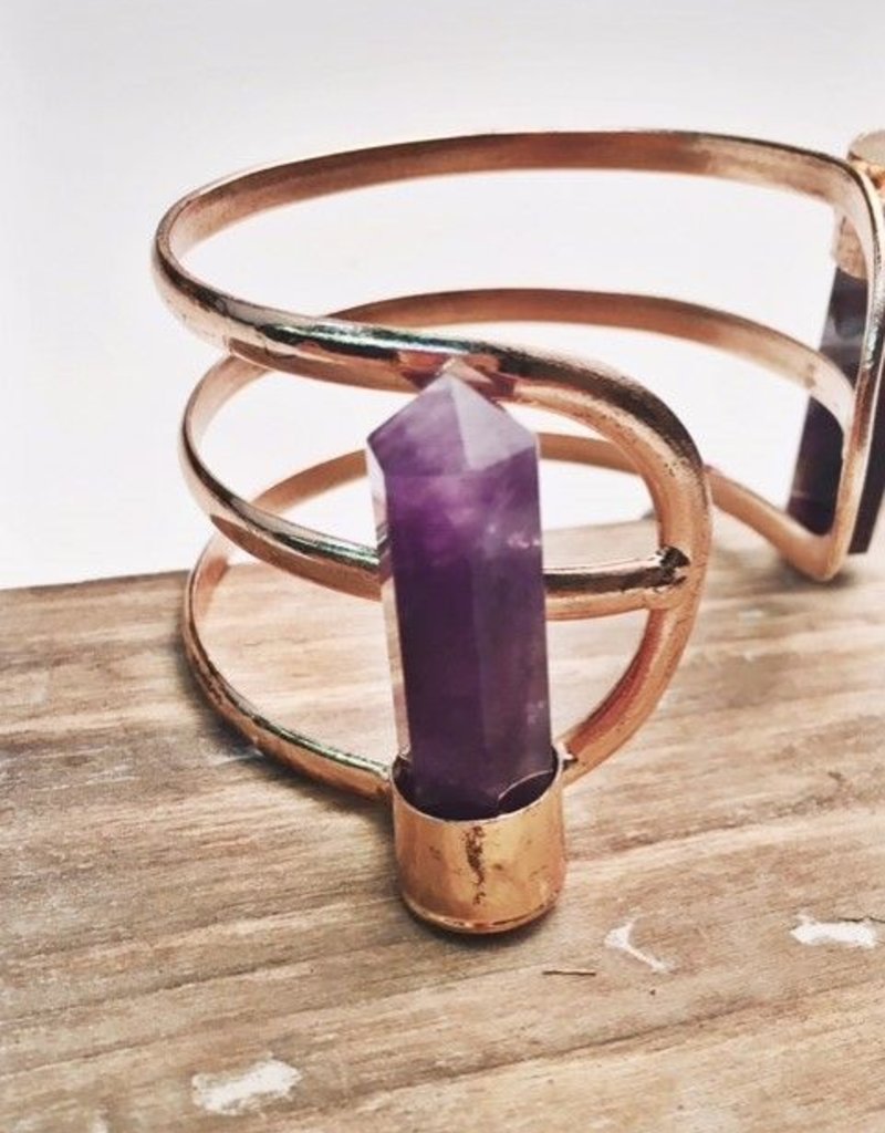 Rose Gold Cuff With Amethyst Stone