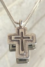 AG1134 Two Sided Cross Necklace 20" Hvy box chain - 1134