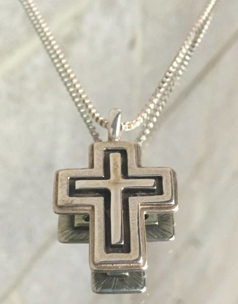 AG1134 Two Sided Cross Necklace 20" Hvy box chain - 1134