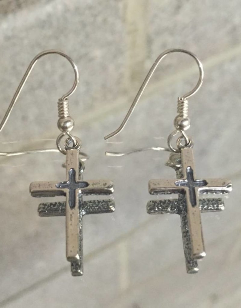 Anita Goudeau AG1134er Two Sided Cross Small Dangle Earrings SS