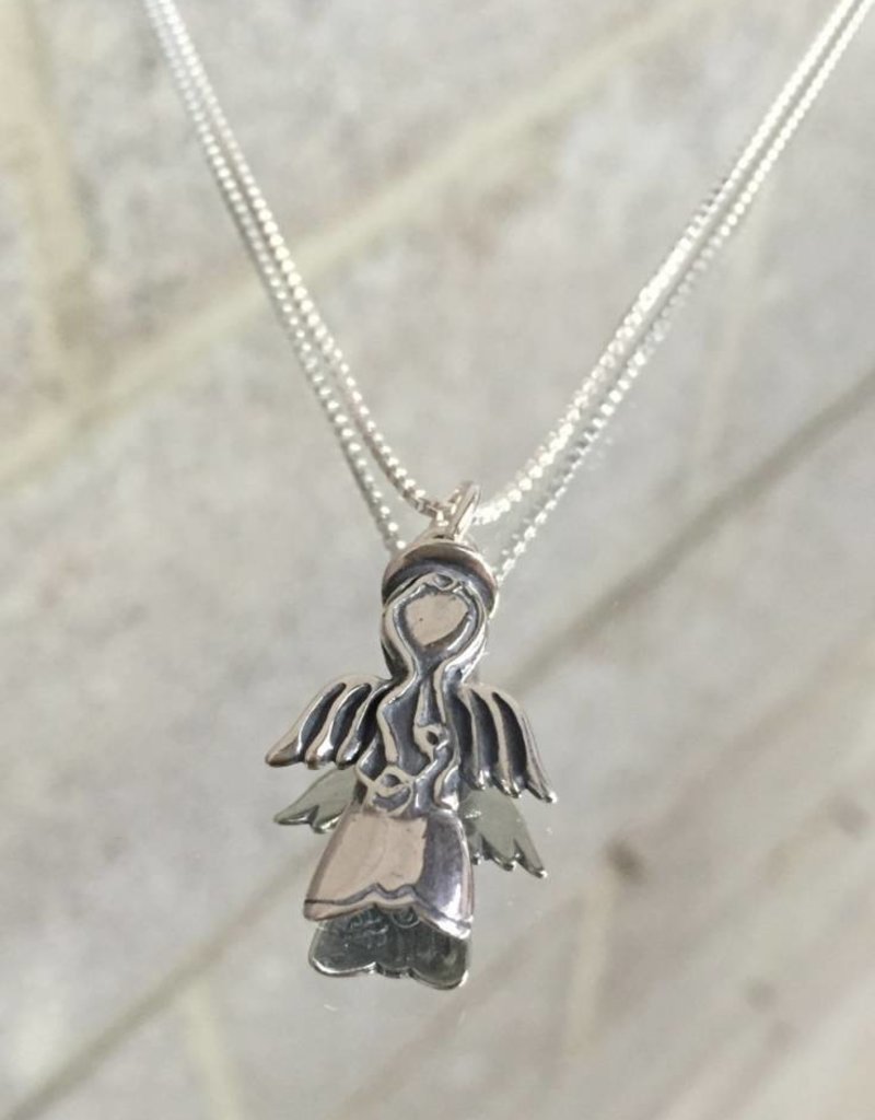 AG1015a Hope Angel Tiny Necklace SS 20" Box Chain
