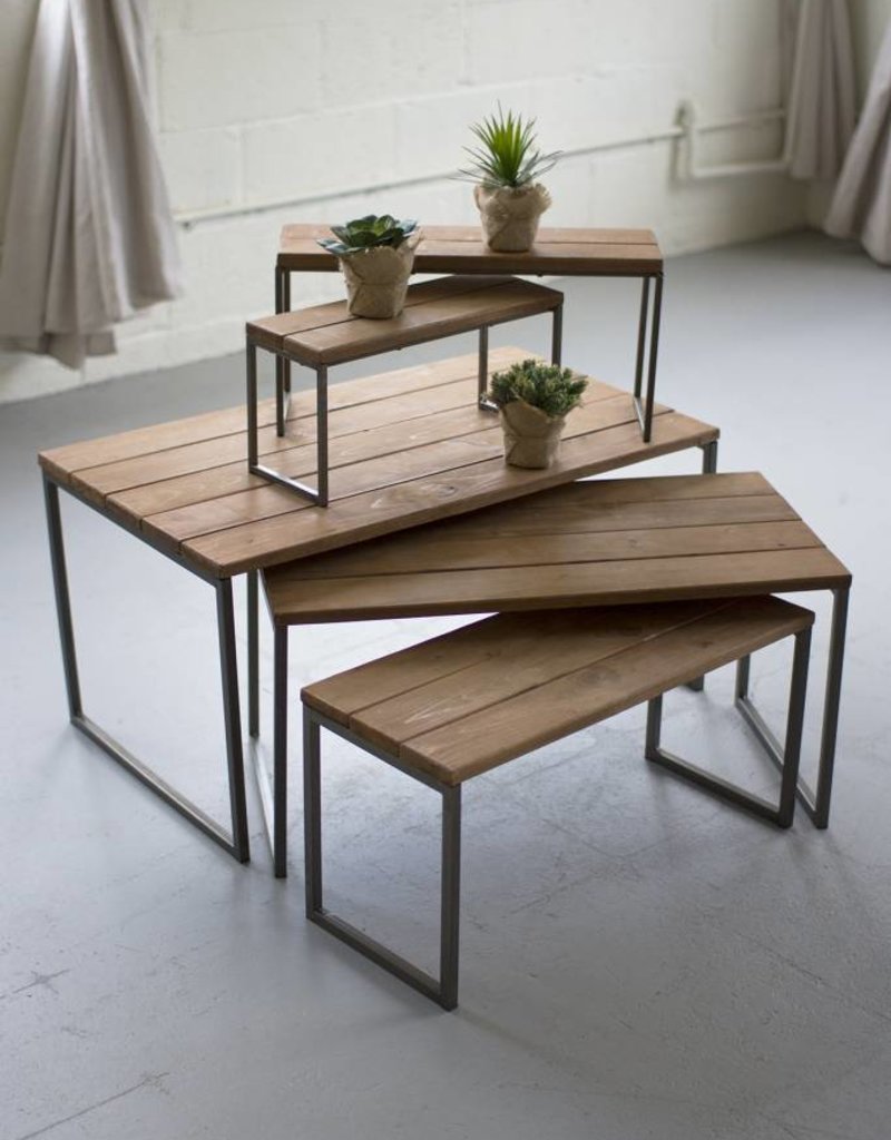 Iron Wood Rectangle Nesting Display Risers Wow Warehouse
