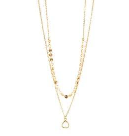 Splendid Iris 2 Layer Necklace Chain & Crystal/Gold