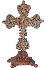 Turquoise Metal Cross Table Decor