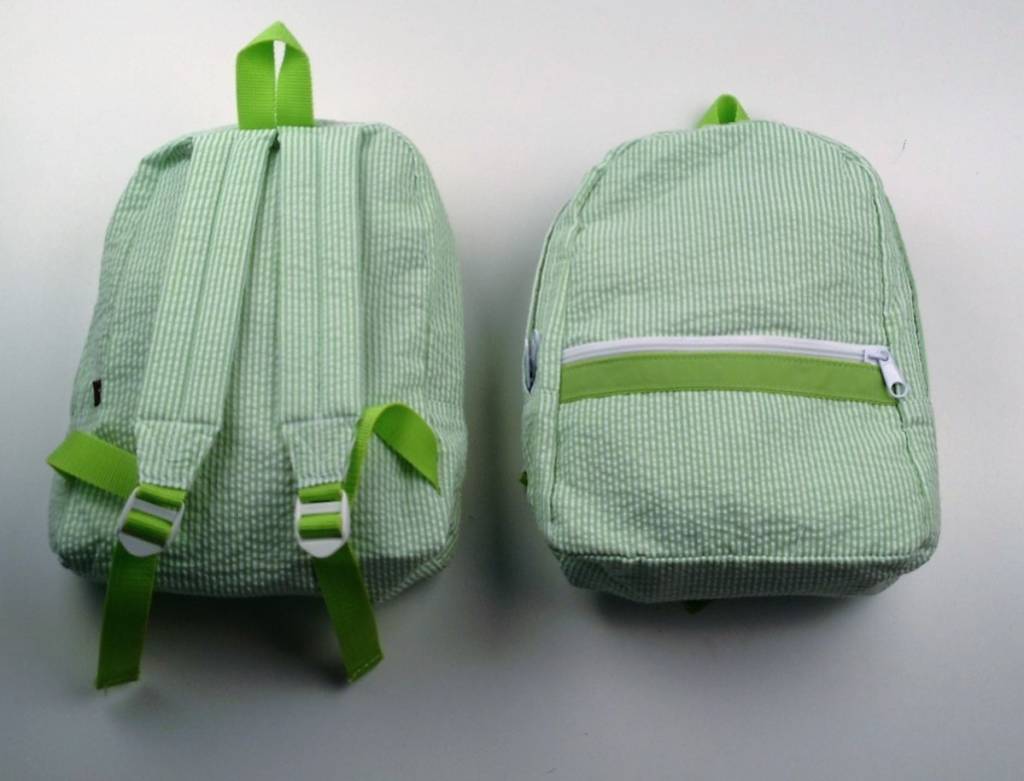Mint Kids Backpack - Grey Seersucker