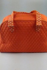 Orange and White Quilted Solid Overnight Duffle Bag