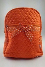 Orange and White Quilted Solid Large Zippered Backpack