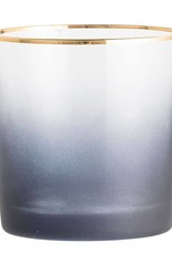 BLOOMINGVILLE Glass Votive Holder w. Gold Trim in Grey
