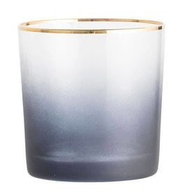 BLOOMINGVILLE Glass Votive Holder w. Gold Trim in Grey