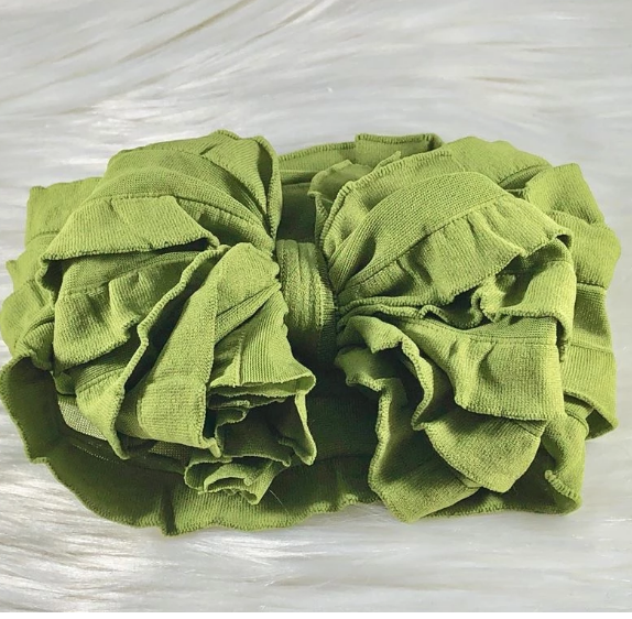 In Awe Couture Ruffle Headband Olive