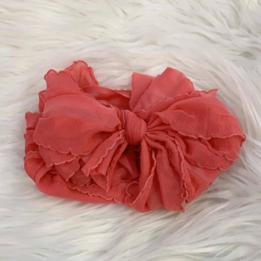 In Awe Couture Ruffle Headband Coral