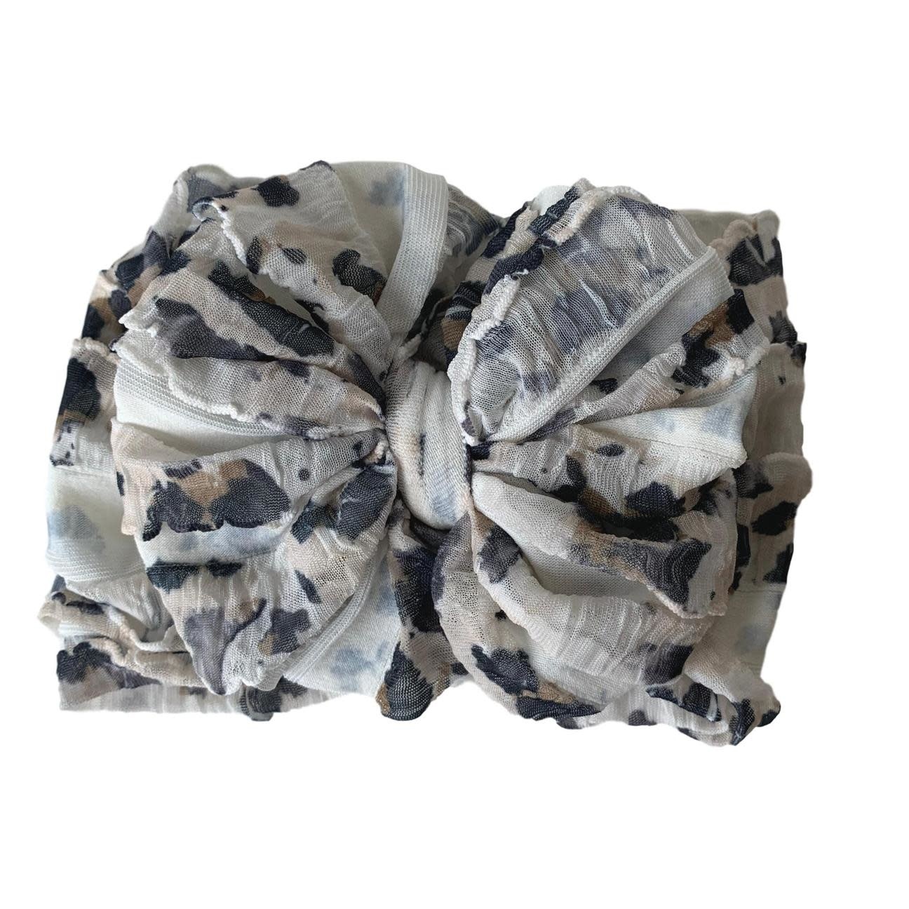 In Awe Couture Ruffle Headband Leopard White