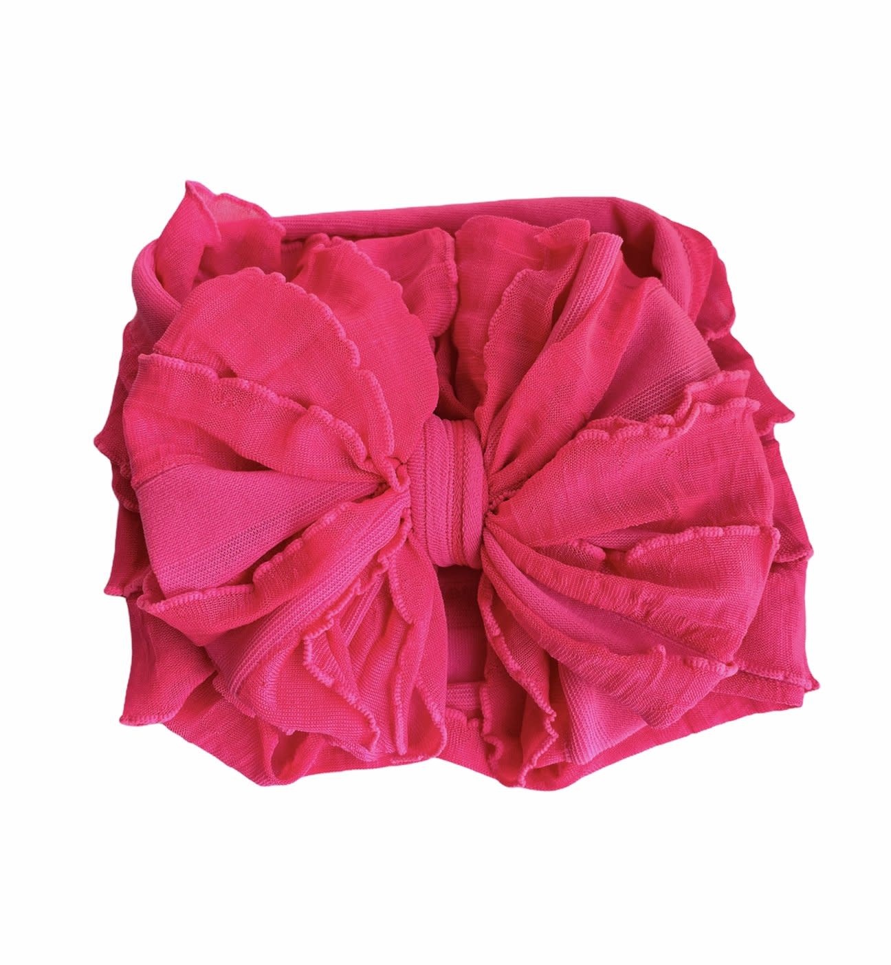 In Awe Couture Ruffle Headband Neon Pink