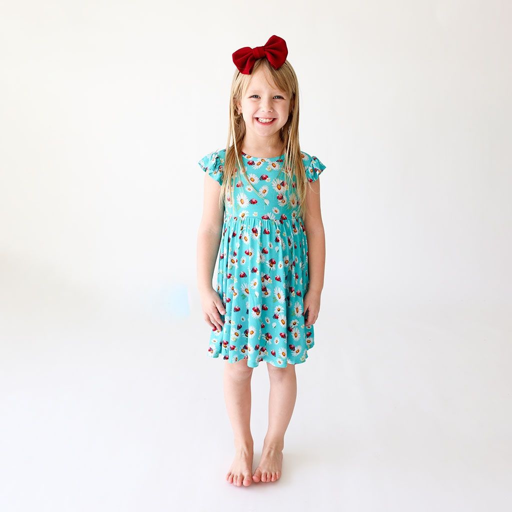 Ladybug Ruffle Capsleeve Basic Twirl Dress Little Orange Fish Ladybug Ruffle Capsleeve Basic Twirl Dress Little Orange Fish