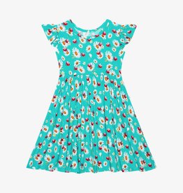 Posh Peanut Ladybug Ruffle Capsleeve Basic Twirl Dress