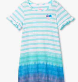 Hatley Coastal Dip Dye Tee Shirt Dress Azure Blue