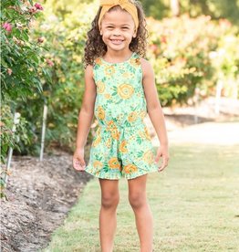 Ruffle Butts/Rugged Butts Cottage Flowers Ruffle Trim Romper