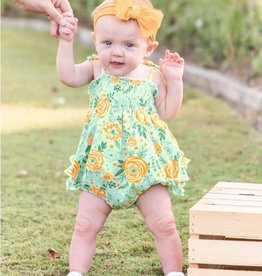 Ruffle Butts/Rugged Butts Cottage Flowers Smocked Bubble Romper