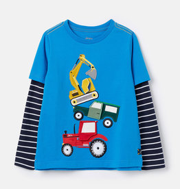 Joules Chomp LS Applique T-Shirt Blue Cars