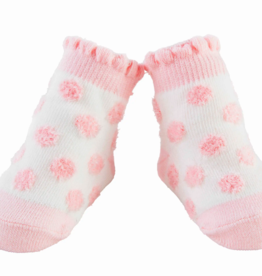 Mud Pie Pink Chenille Dot Sock (One Size: Up to 12M)