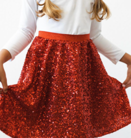Mila & Rose Red Sequin Twirl Skirt