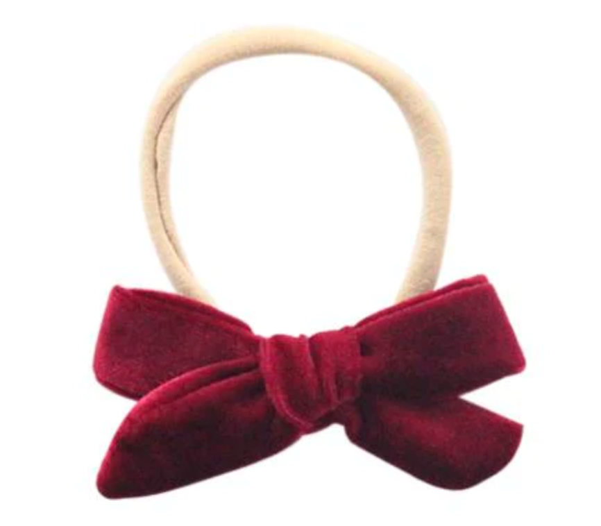 Cranberry Velvet Bow Headband