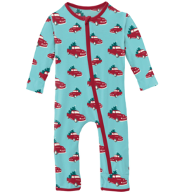 Kickee Pants Print Coverall with Zipper Iceberg Trucks and Trees