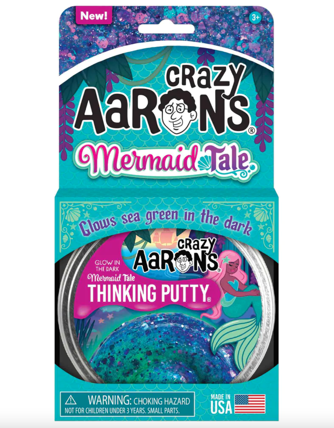 Crazy Aaron's Putty World Mermaid Tale Full Size 4" Thinking Putty Tin