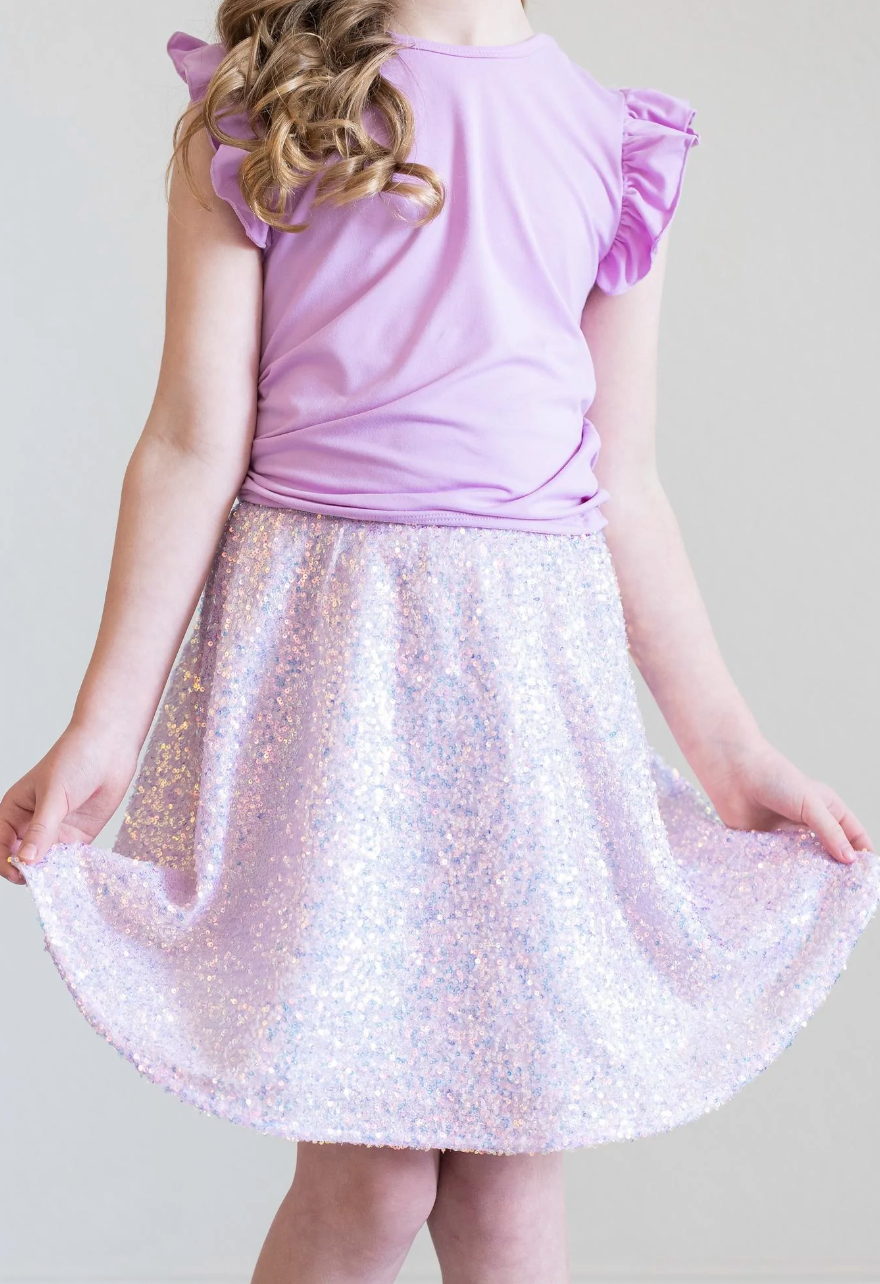 Mila & Rose Lavender Sequin Twirl Skirt